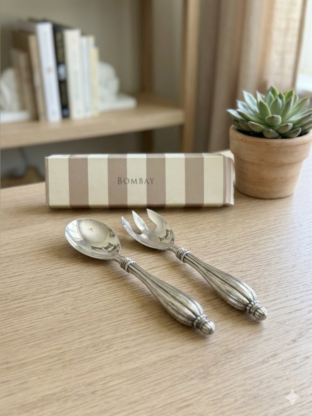 Bombay -Renaissance Salad Fork & Spoon-Silver Finish
